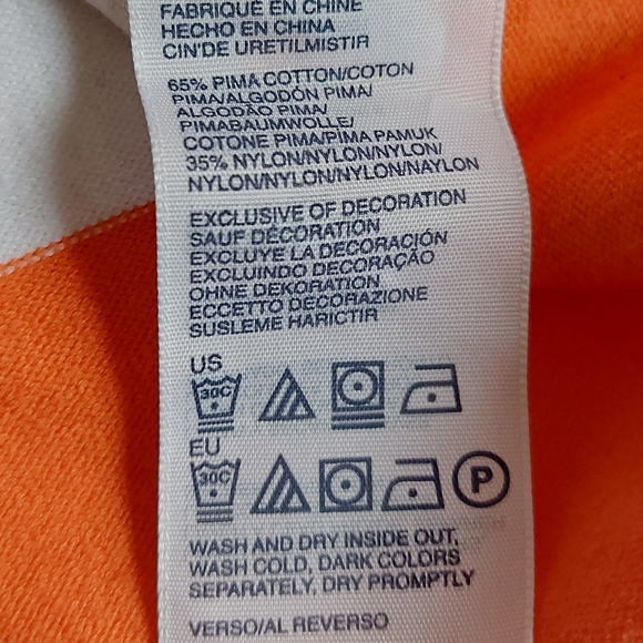 Tommy Hilfiger Womens Size L Pima Cotton Blend Jumper Orange Grey White - Picture 6 of 7